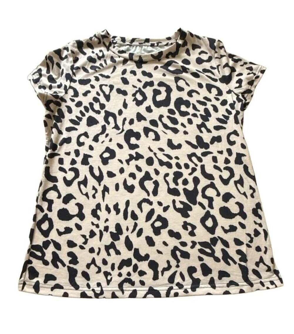 Unbranded Leopard Print Crewneck Short Sleeve T-Shirt